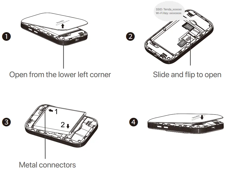 Tenda 4G180 Portable 4G LTE Mobile Wi Fi - SIM card and battery
