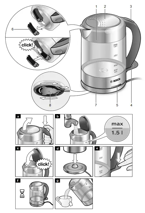 BOSCH TWK7090B Cordless Electric Kettle