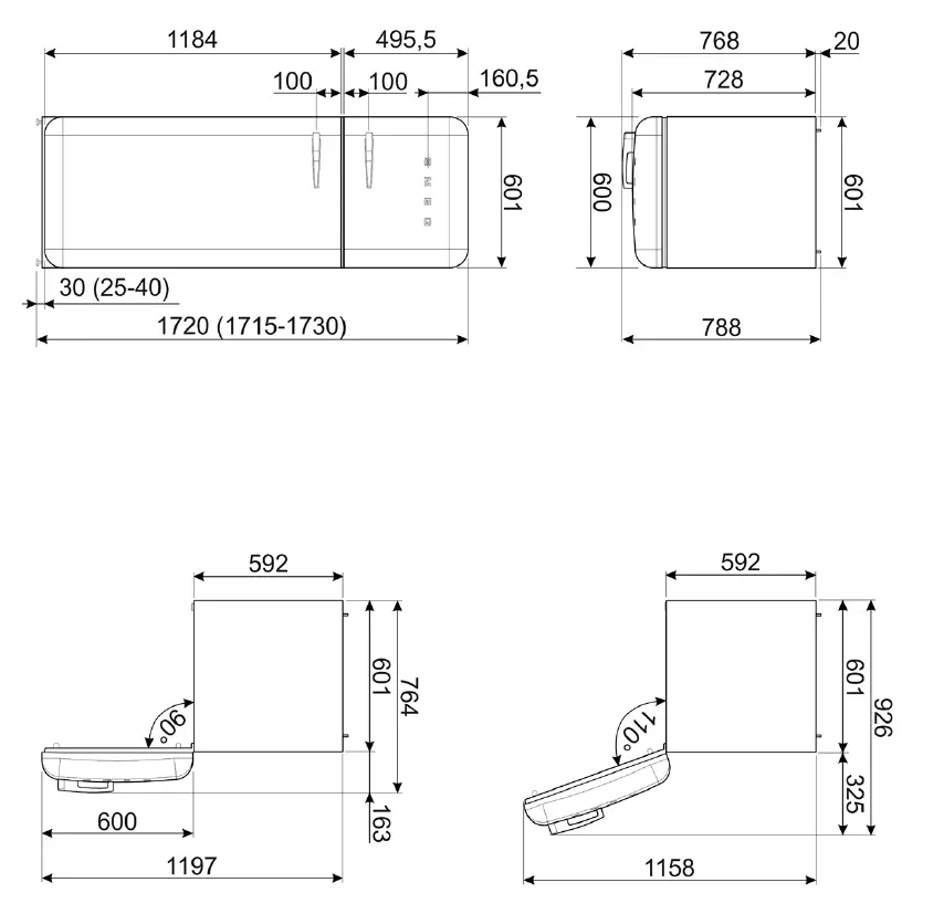 smeg FAB30RSV5 0s Style Silver Retro Fridge Freezer 2
