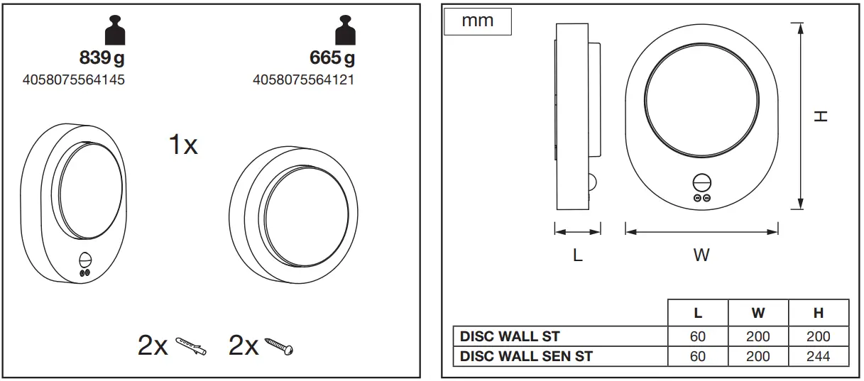 LEDVANCE 4058075564121 LED Outdoor Wall Light - Fig 1