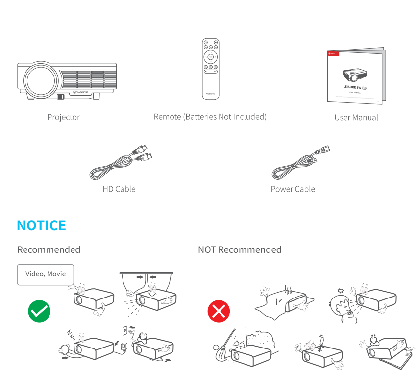 vankyo leisure 3w pro wireless 720p mini projector - Box