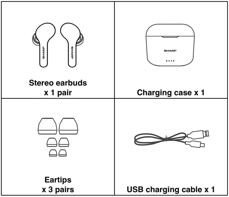 SHARP HP-TW10 True Wireless Stereo Earphones - Accessories