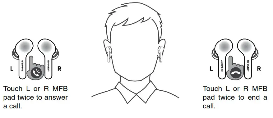 SHARP HP-TW10 True Wireless Stereo Earphones - Phone call mode