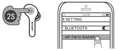 SHARP HP-TW10 True Wireless Stereo Earphones - Touch and hold