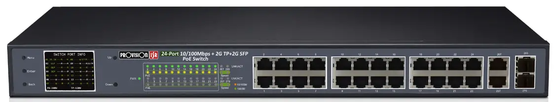 PROVISION ISR PoES 16250GCL 2SFP Color LCD PoE Switch-