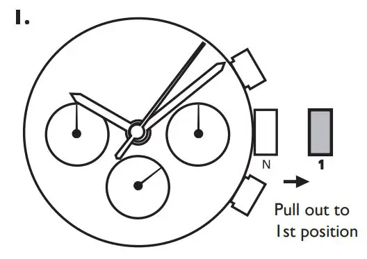 Timberland TDWGF2100002 Holyoke Multifunction - • Pull the crown out to the 1st click position