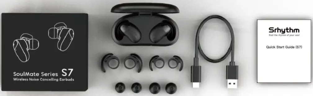 Srhythm S7 True Wireless Stereo Earbuds - Whats in the Box