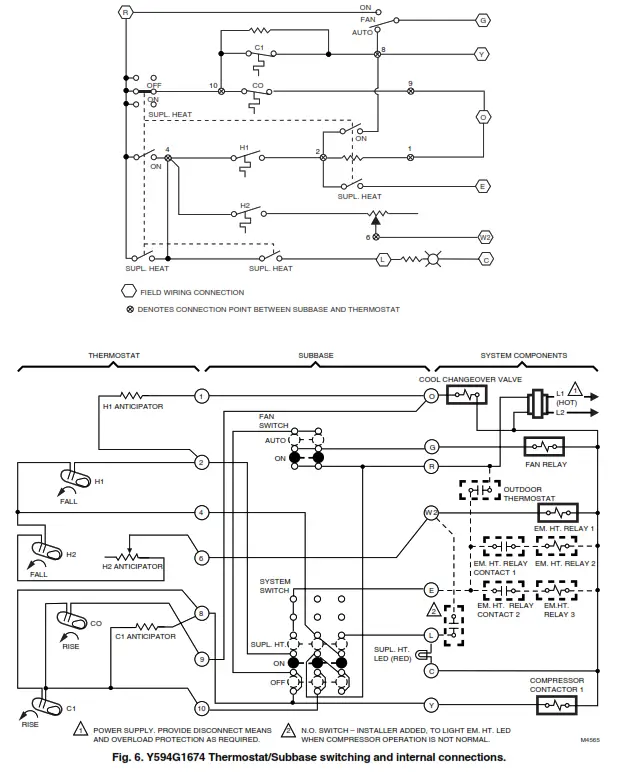 Honeywell Y594 Multistage Thermostat Subbase - 6