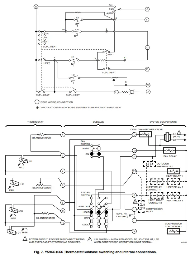 Honeywell Y594 Multistage Thermostat Subbase - 7