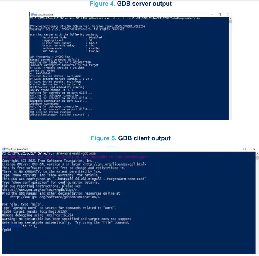STM32Cube Command Line Toolset User - GDB server output