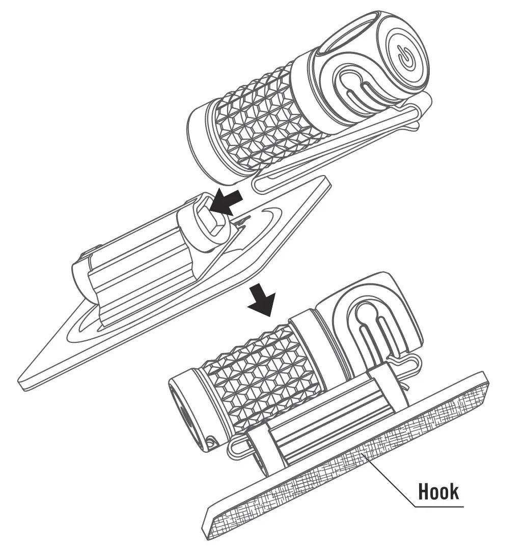 OLIGHT Perun Headlamp - Place the product on the velcro duty patch