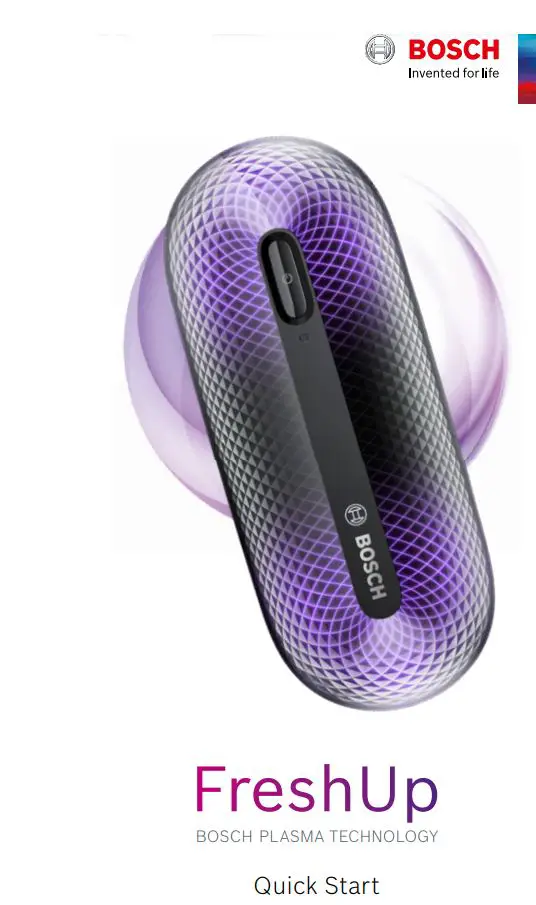 BOSCH 7637148 FreshUp Plasma Textile Refresher User Guide