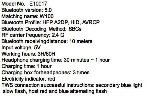 1MORE E10017 Dual Driver Earphones User Manual - Basic parameters