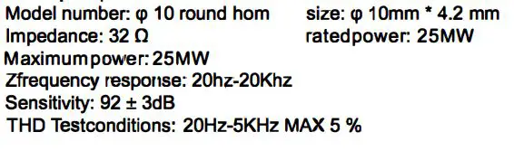 1MORE E10017 Dual Driver Earphones User Manual - Trumpet parameters