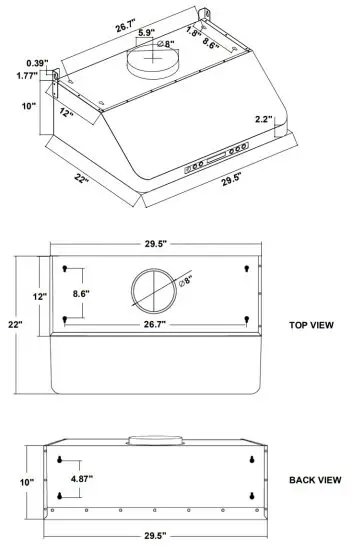 COSMO COS-QS75 Under Cabinet Range Hood - DIAGRAM