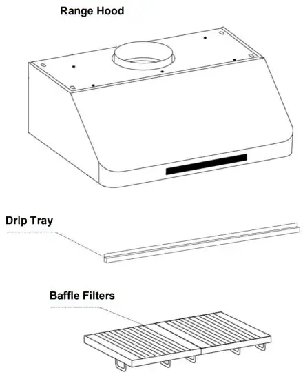 COSMO COS-QS75 Under Cabinet Range Hood - PARTS DIAGRAM