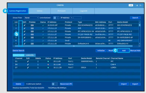 LOREX N841 Series 4K NVR with Smart Motion Detection User Guide - Adding Cameras from the LAN