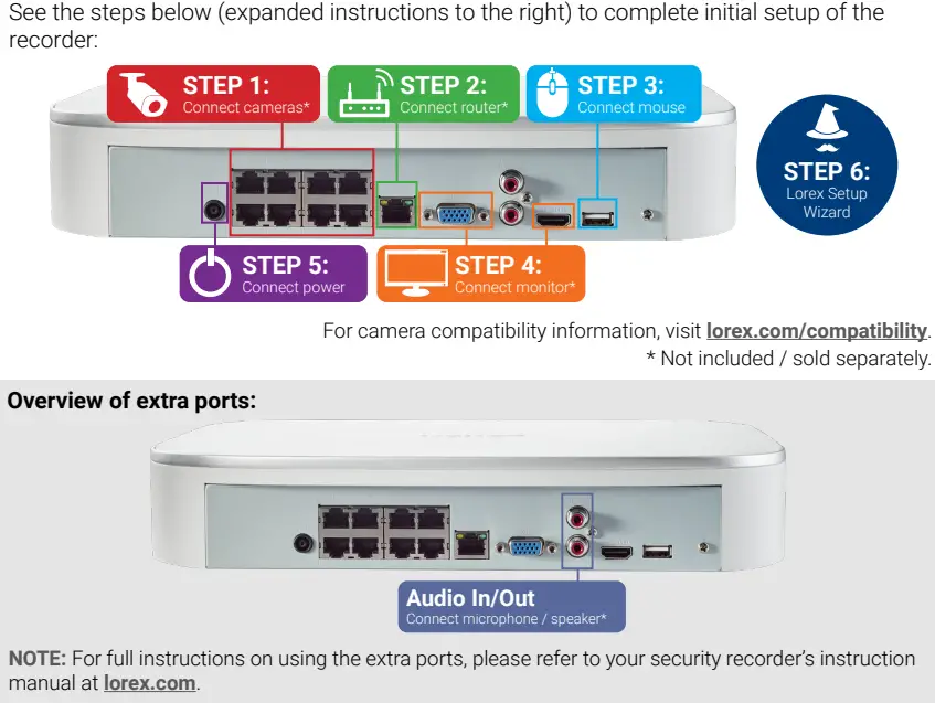 LOREX N841 Series 4K NVR with Smart Motion Detection User Guide - Setting Up Your Recorder