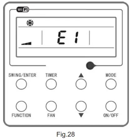 ALPICAIR XE73 44E Wired Controller - Errors Display