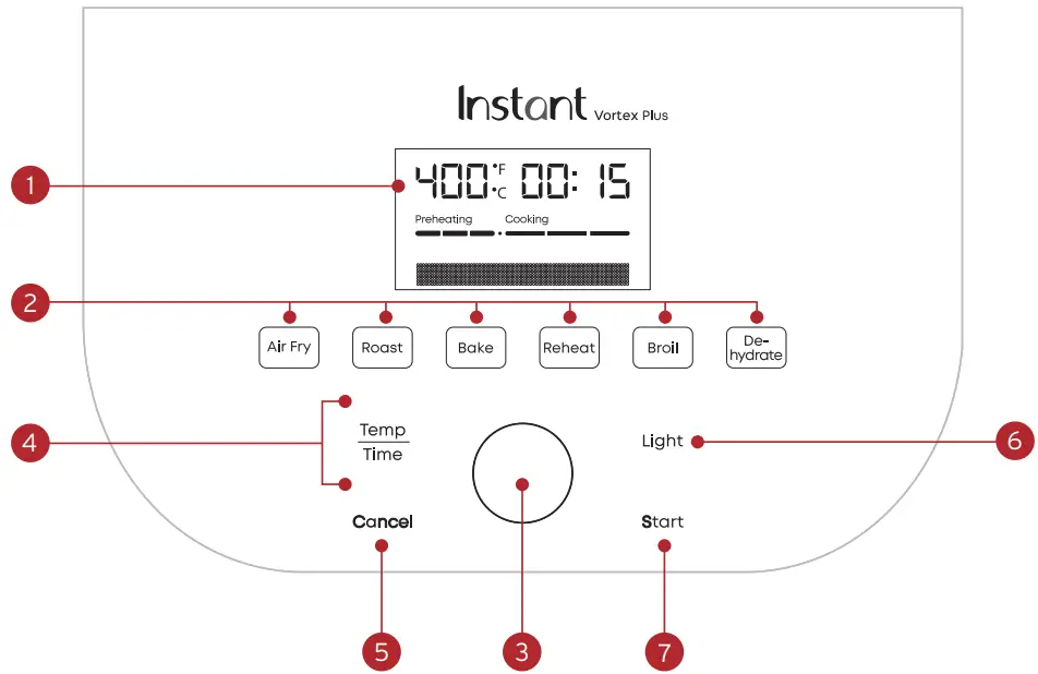 Instant B07VHFMZHJ VORTEX PLUS 6QT Air Fryer Oven - Control panel
