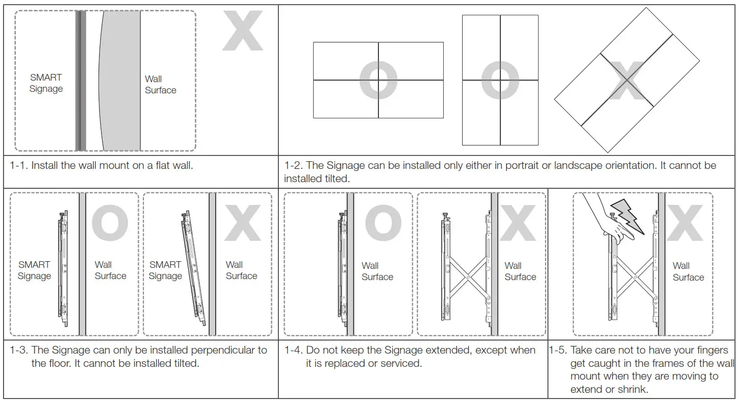 SAMSUNG Wall Mount - Precautions for installing the wall mount