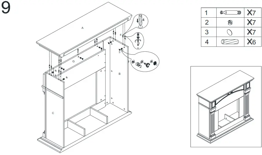 Southern ENTERPRISES HD053240 48 in Smart Electric Fireplace in White and Black - overview 16
