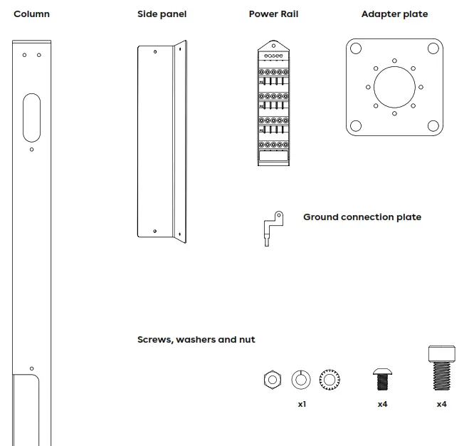 easee BPR1W001 Base Charging Pedestal PR 1-Way - Common parts