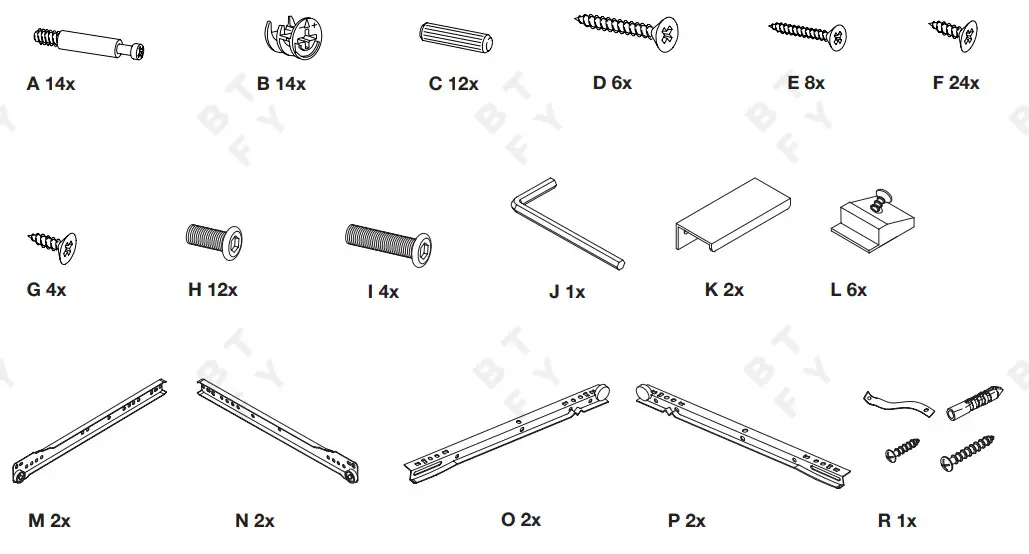 BT FY 4000238 Makeup Furniture and Storage - HARDWARE