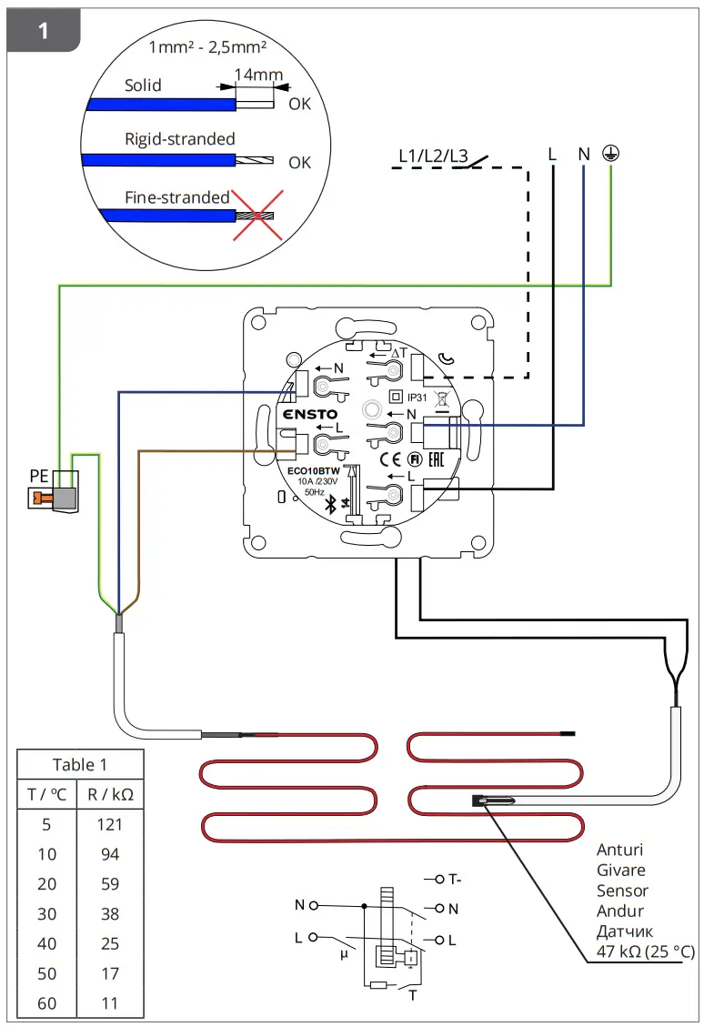 ENSTO ECO10BTW J Floor Heating Thermostat - fig