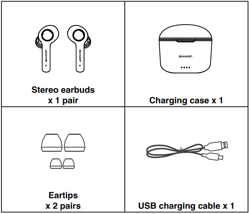 SHARP HP-TW30 True Wireless Stereo Earphones - Accessories
