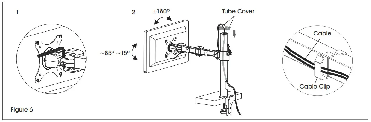 ULINE H-7618 Single Monitor Mount Standard - Adjusting Monitor cable management
