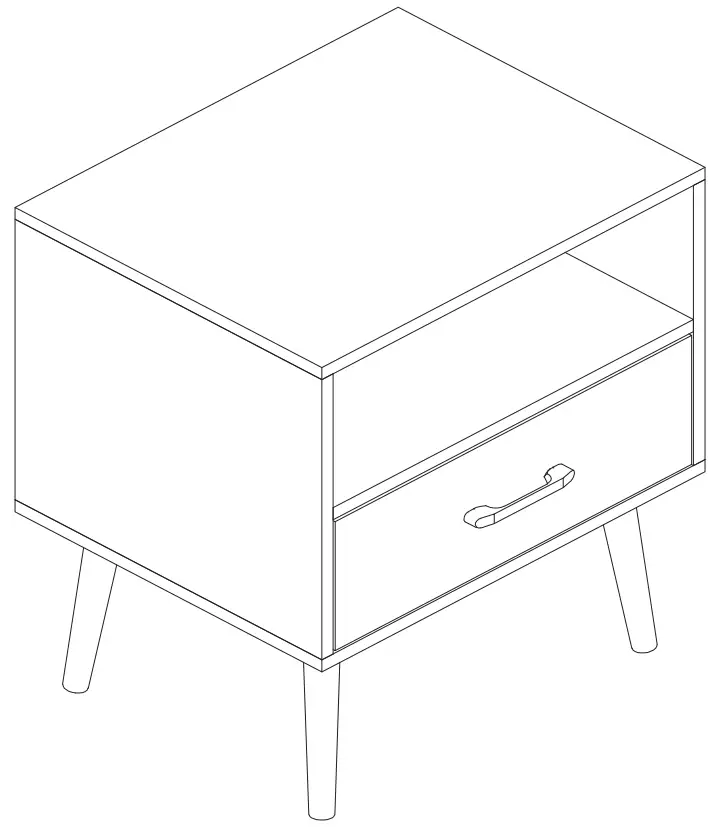 GAGA LBB-BK4F0009-03-c 1-Drawer Black Wooden Nightstand