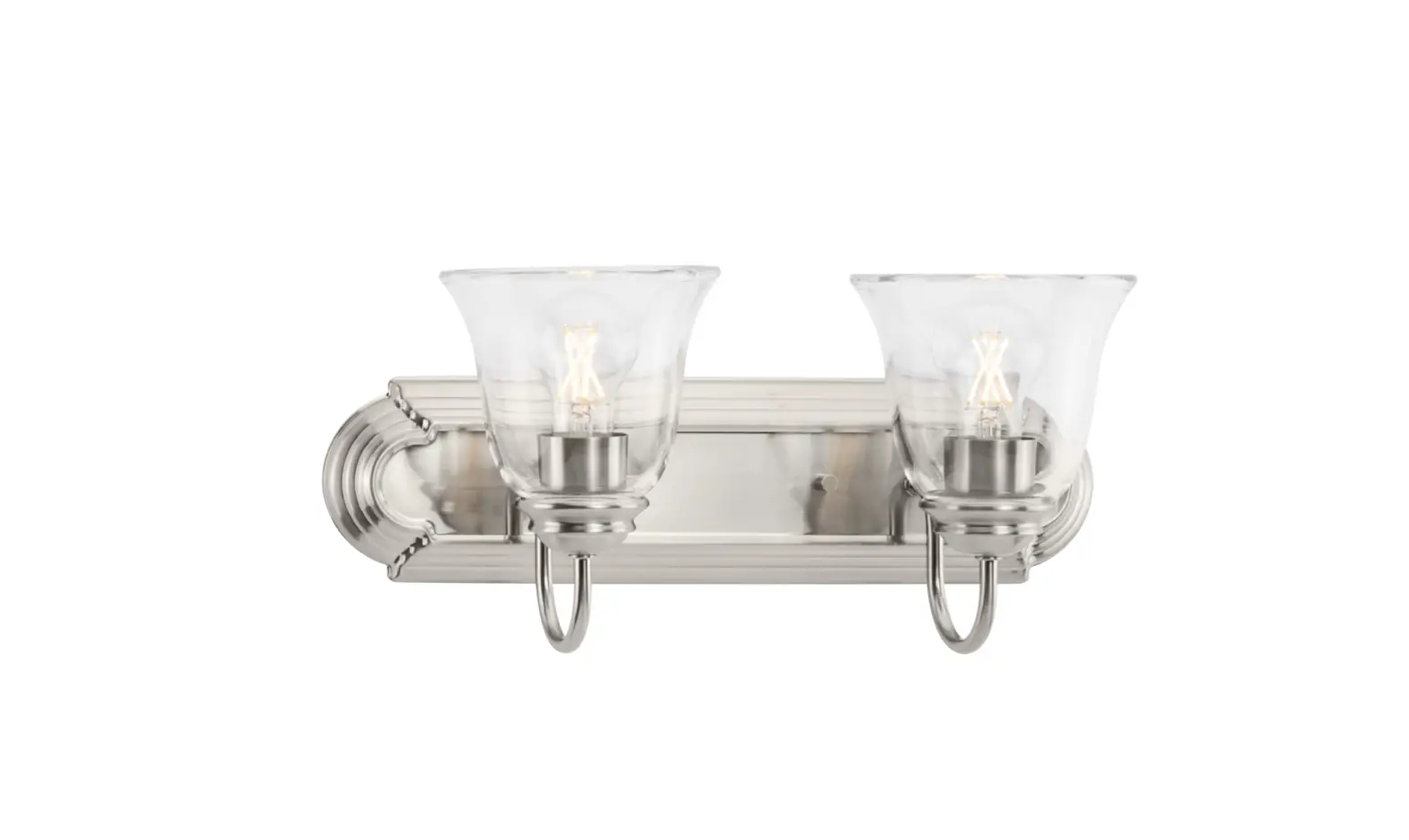 Progress Lighting P300390-009 Two-light Brushed Nickel Transitional Bath And Vanity Light With Clear Glass For Bathroom User Manual Progress Lighting P300390-009 Two-light Brushed Nickel Transitional Bath And Vanity Light With Clear Glass For Bathroom User Manual
