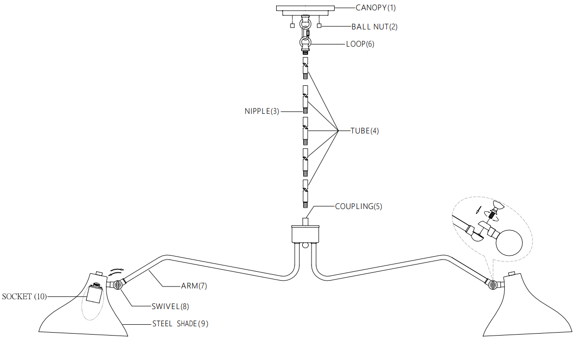 MERIDIAN M7019WHNB 3 Light Pendant Light