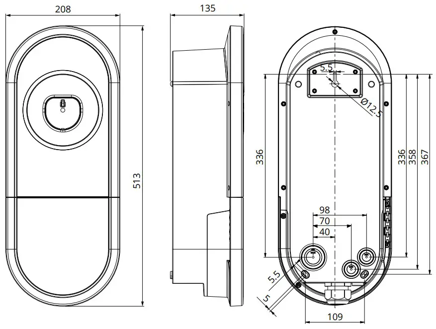 ENSTO RAK131B One Home 36kW Charging Station - Dimension drawing