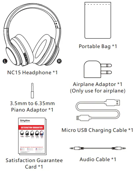Srhythm NC15 Noise Cancelling Headphones Wireless Bluetooth-What's in the Box