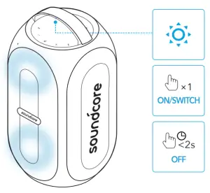 Soundcore A3390Z12 Rave Partycast Portable Bluetooth Speaker-Light