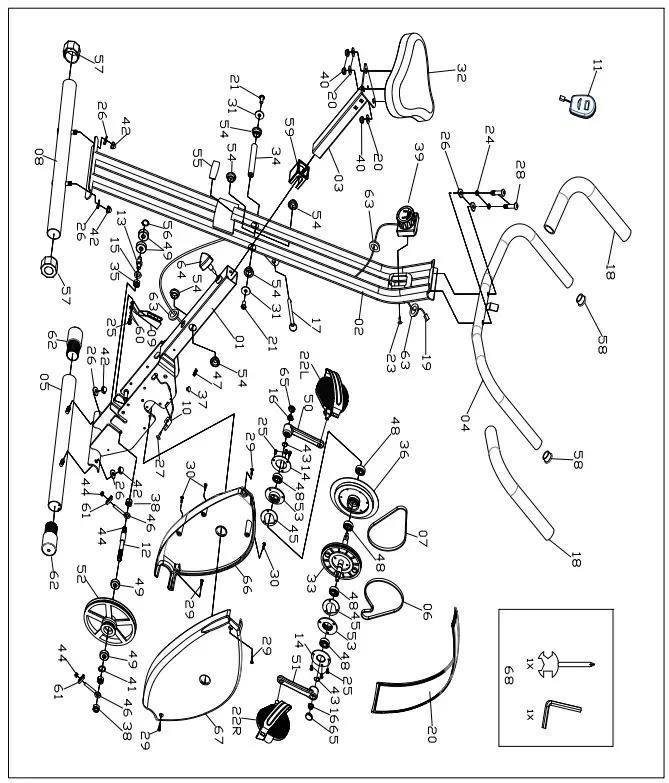 ITSU IS0149 Aire Fitness Machine Bike - OMPLETE EXPLOSION DRAWING