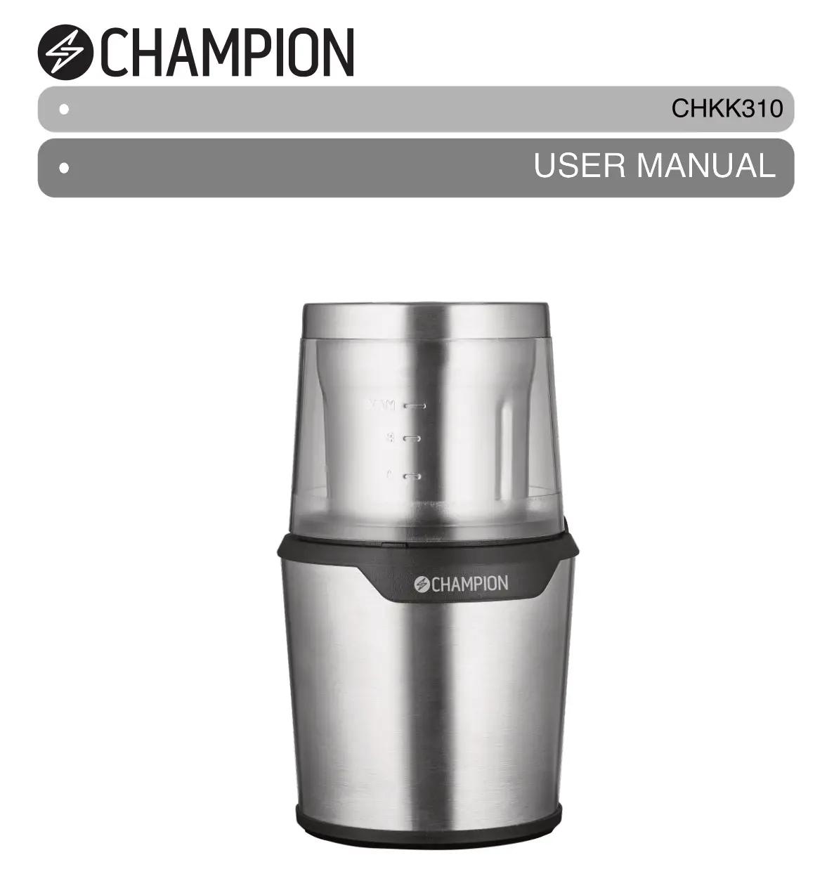 CHAMPION CHKK310 Electric Coffee Grinder User Manual