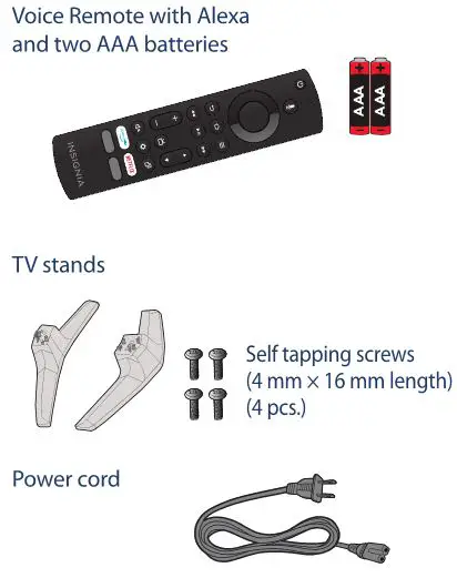 INSIGNIA LED TV 32 inch 60Hz - INCLUDED ACCESSORIES