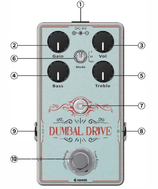 DONNER EC1329 Dumbal Drive Analog Overdrive Pedal 2