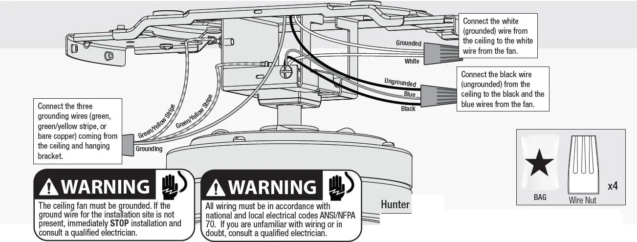 Hunter 51647 Kennewick 52-in Matte Black LED Indoor Flush Mount Ceiling Fan-fig10