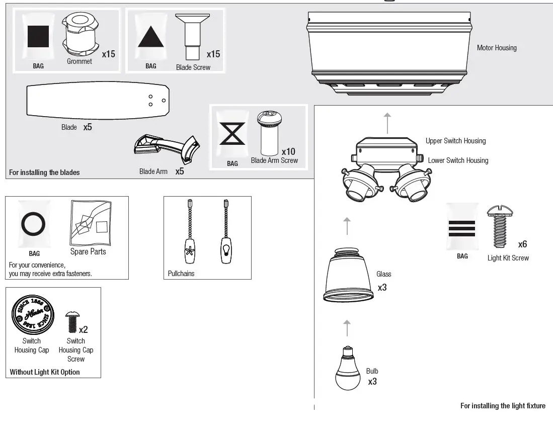 Hunter 51647 Kennewick 52-in Matte Black LED Indoor Flush Mount Ceiling Fan-fig3