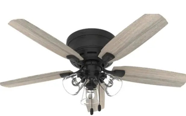 Hunter 51647 Kennewick 52-in Matte Black LED Indoor Flush Mount Ceiling Fan-prod