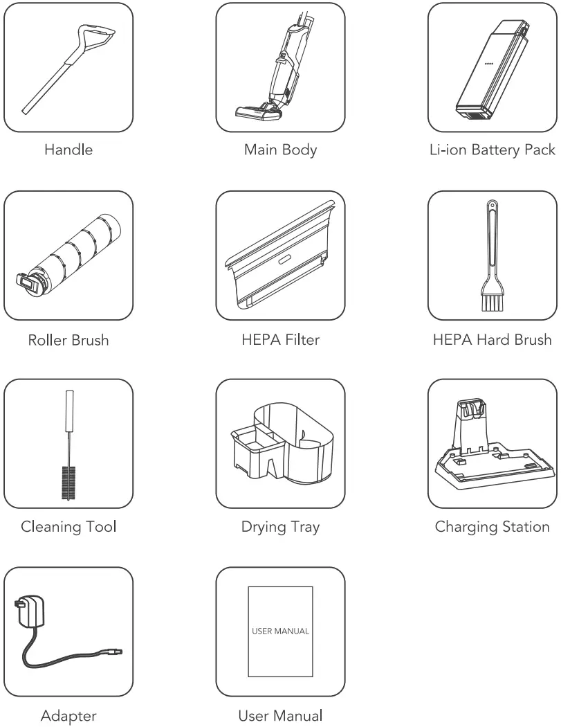 ACEKOOL VU1 Cordless Wet Dry Electric Floor Mops - Packag List