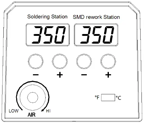 TUONTITUKKU ZD-8922 2 In 1 SMD Hot Air Rework Station - setting