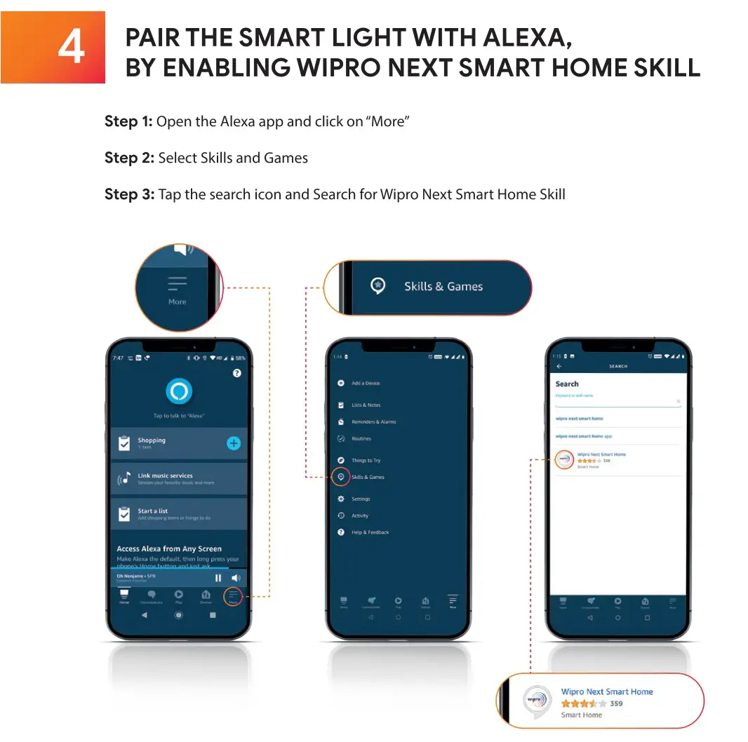 Wipro Smart Light - Pair the smart light with alexa