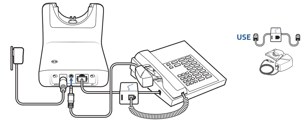 plantronics CS510 CS520 Wireless Headset System - Base Phone Button and Switches