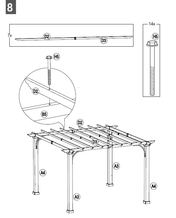SUNJOY GROUP A106005900 Steel Pergola with Natural-Wood-Looking-Finish-and-Adjustable-Tan-Shade-fig- (15)