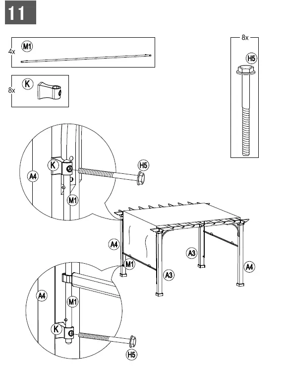 SUNJOY GROUP A106005900 Steel Pergola with Natural-Wood-Looking-Finish-and-Adjustable-Tan-Shade-fig- (18)